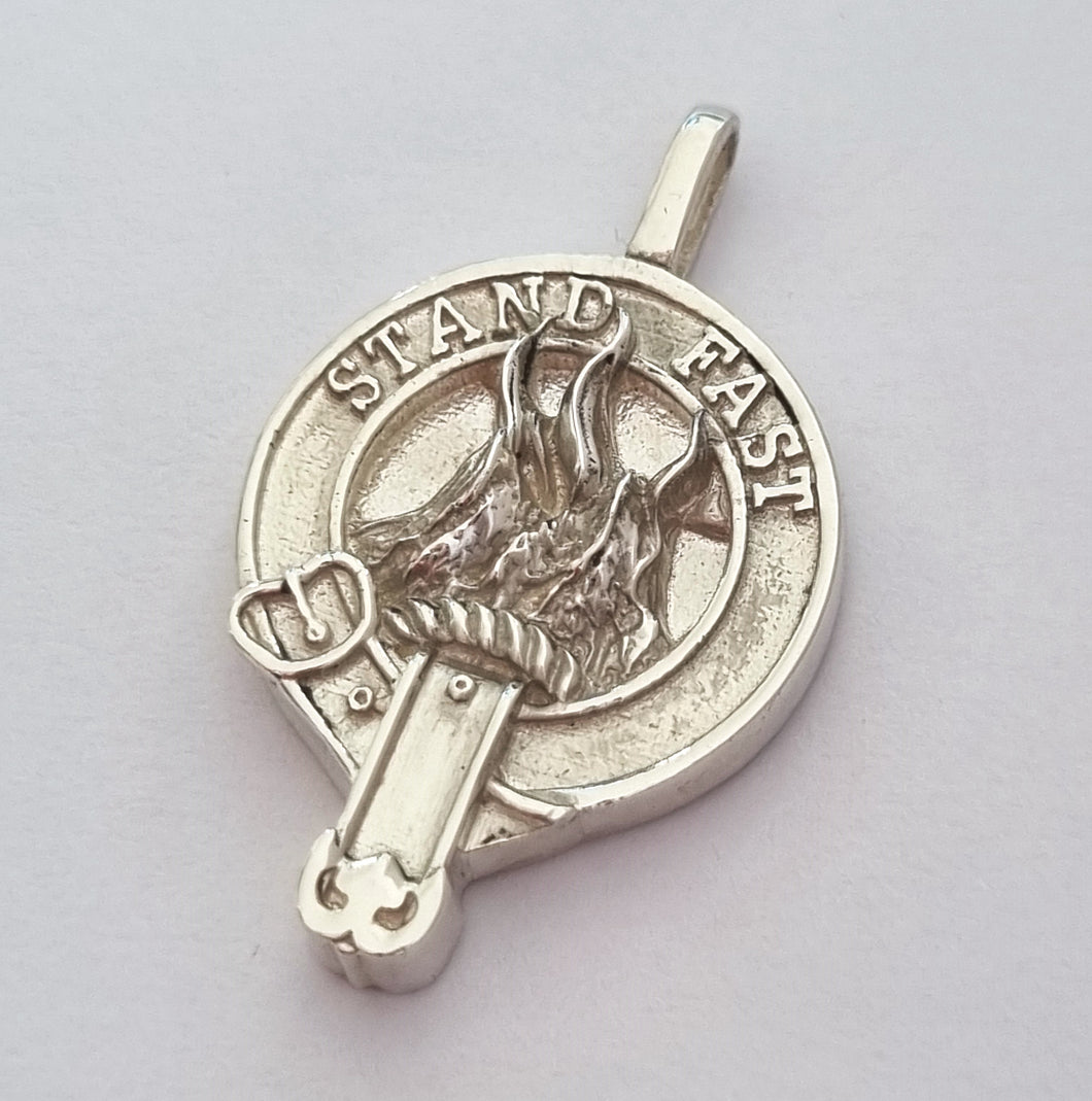 Grant Clan Crest Pendant Stand Fast Sterling Silver or Gold Scot Jewelry Charms & Pendants
