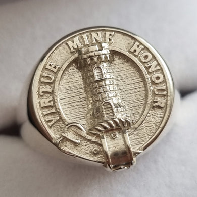 MacLean clan crest signet ring tower silver or gold