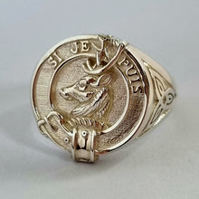 Load image into Gallery viewer, Colquhoun Clan Crest Signet Ring - celtic sides Scot Jewelry Rings