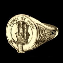 Load image into Gallery viewer, MacLachlan Clan Crest Signet Ring - celtic sides Scot Jewelry Rings