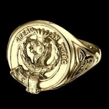 Load image into Gallery viewer, MacLaren Clan Crest Signet Ring - celtic sides Scot Jewelry Rings
