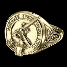 Load image into Gallery viewer, MacMillan Clan Crest Signet Ring - celtic sides Scot Jewelry Rings
