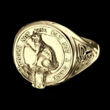 Load image into Gallery viewer, MacPherson Clan Crest Signet Ring - celtic sides Scot Jewelry Rings