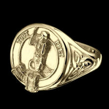 Load image into Gallery viewer, Murray Clan Crest Signet Ring - celtic sides Scot Jewelry Rings
