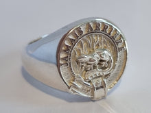 Load image into Gallery viewer, Douglas Clan Crest Signet Ring with smooth sides in sterling silver or gold
