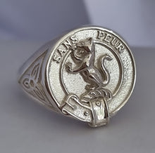 Load image into Gallery viewer, Sutherland clan crest signet ring with celtic sides
