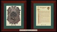 Load image into Gallery viewer, Anderson clan crest print with Anderson clan history print framed
