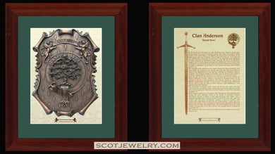 Anderson clan crest print with Anderson clan history print framed
