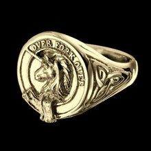 Load image into Gallery viewer, Cunningham Clan Crest Signet Ring - celtic sides Scot Jewelry Rings

