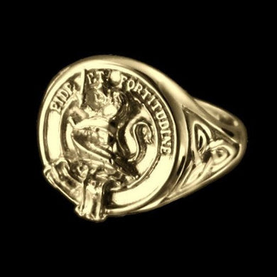 Farquharson Clan Crest Signet Ring - celtic sides Scot Jewelry Rings
