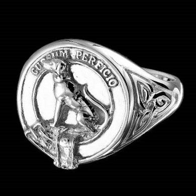 Hunter Clan Crest Signet Ring - celtic sides Scot Jewelry Rings