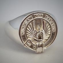 Load image into Gallery viewer, Johnstone Clan Crest Signet Ring Sterling Silver Scot Jewelry
