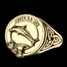 Load image into Gallery viewer, Kennedy Clan Crest Signet Ring - celtic sides Scot Jewelry Rings
