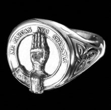 Load image into Gallery viewer, Lamont Clan Crest Signet Ring - celtic sides Scot Jewelry Rings
