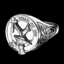 Load image into Gallery viewer, MacDougall Clan Crest Signet Ring - celtic sides Scot Jewelry Rings

