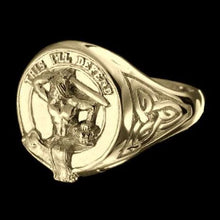 Load image into Gallery viewer, MacFarlane Clan Crest Signet Ring - celtic sides Scot Jewelry Rings
