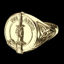 Load image into Gallery viewer, MacIntyre Clan Crest Signet Ring - celtic sides Scot Jewelry Rings
