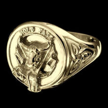 Load image into Gallery viewer, MacLeod Clan Crest Signet Ring - celtic sides Scot Jewelry Rings
