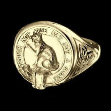 Load image into Gallery viewer, MacPherson Clan Crest Signet Ring - celtic sides Scot Jewelry Rings
