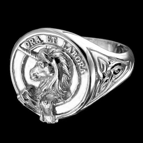 Ramsay Clan Crest Signet Ring - celtic sides Scot Jewelry Rings