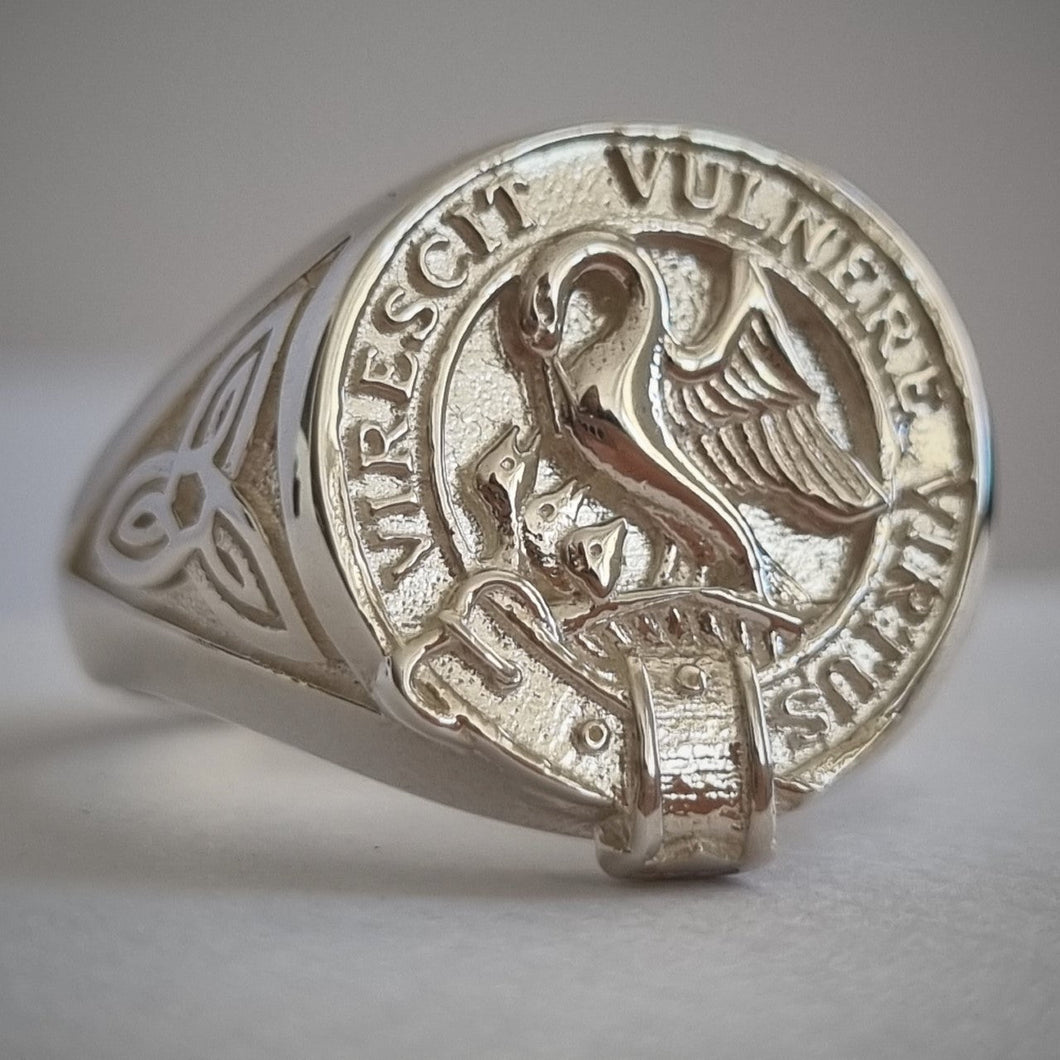 Stewart Clan Crest Signet Ring - celtic sides Scot Jewelry Rings