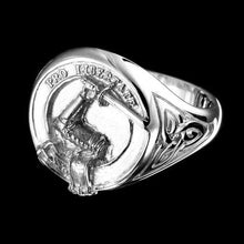 Load image into Gallery viewer, Wallace Clan Crest Signet Ring - celtic sides Scot Jewelry Rings
